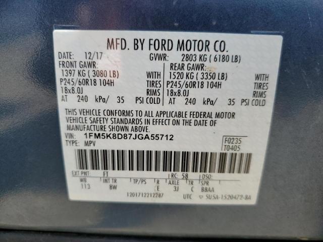 1FM5K8D87JGA55712 Ford EXPLORER XLT