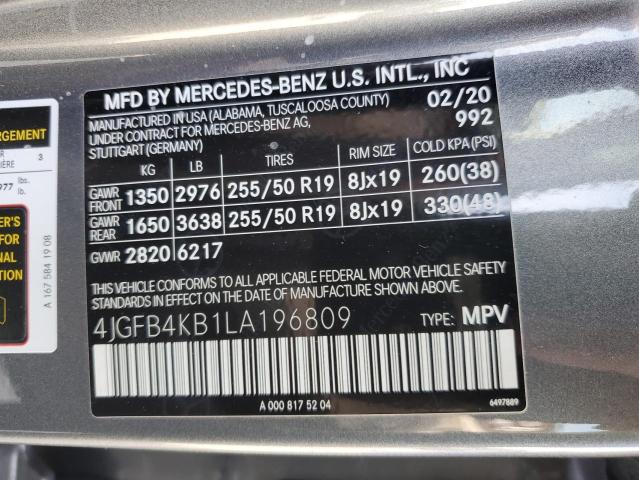 4JGFB4KB1LA196809 Mercedes-Benz Gle 350 4matic