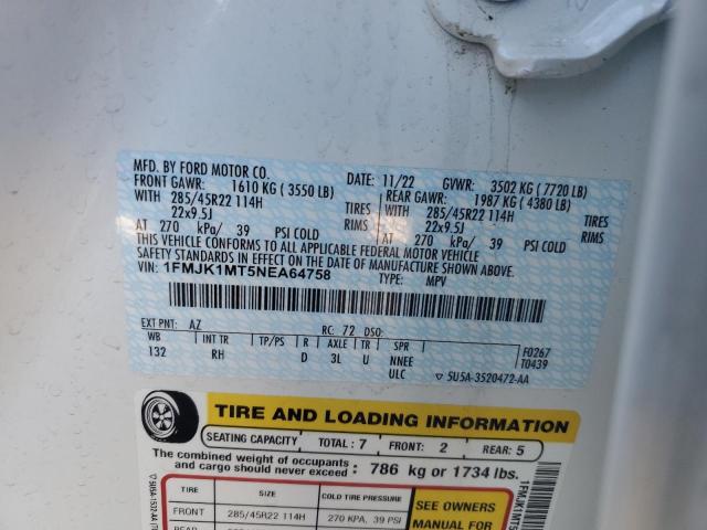 1FMJK1MT5NEA64758 Ford Expedition Max Platinum
