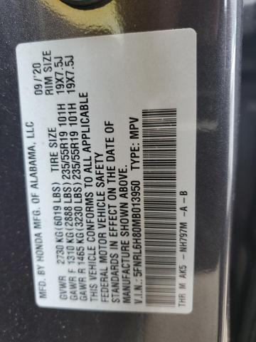 5FNRL6H80MB013950 Honda Odyssey Touring