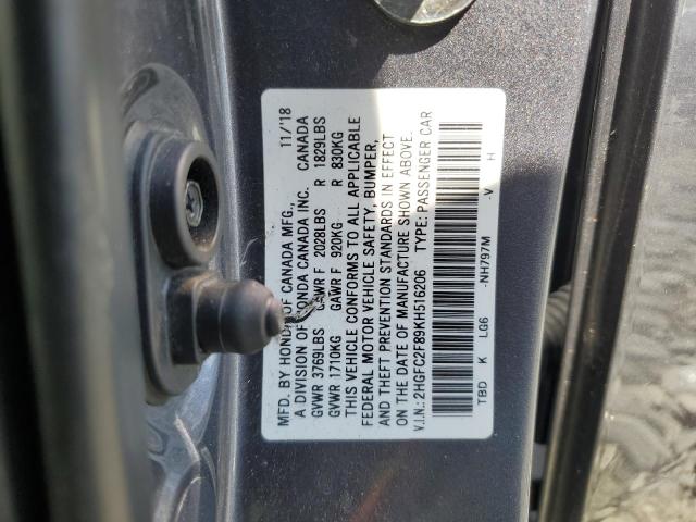 2HGFC2F89KH516206 Honda Civic Sport