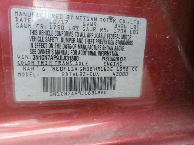 3N1CN7AP9JL831880 Nissan VERSA S