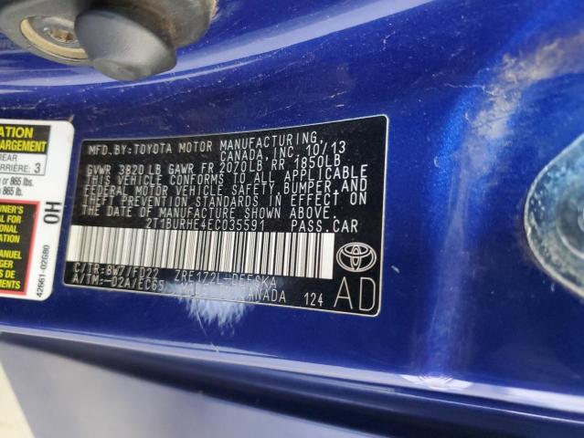 2T1BURHE4EC035591 Toyota COROLLA L