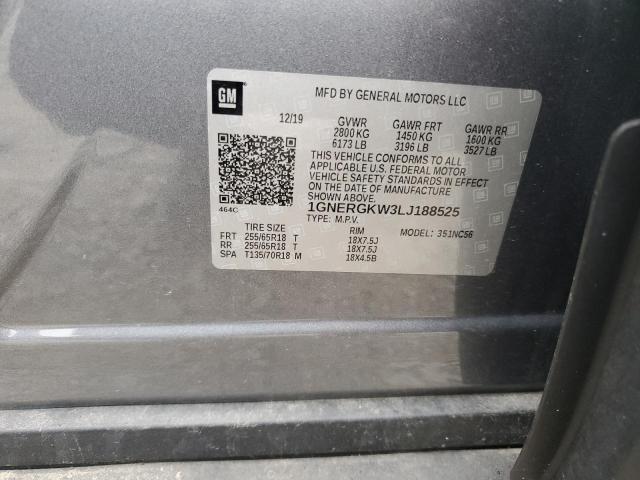 1GNERGKW3LJ188525 Chevrolet Traverse Lt