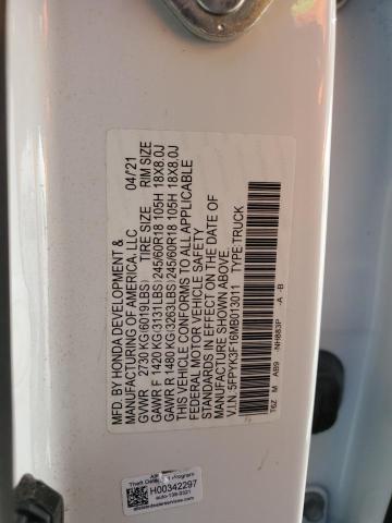 5FPYK3F16MB013011 Honda Ridgeline Sport