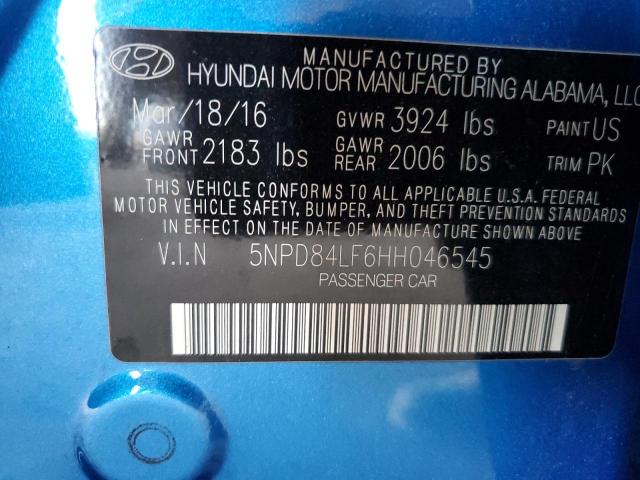 5NPD84LF6HH046545 Hyundai ELANTRA SE