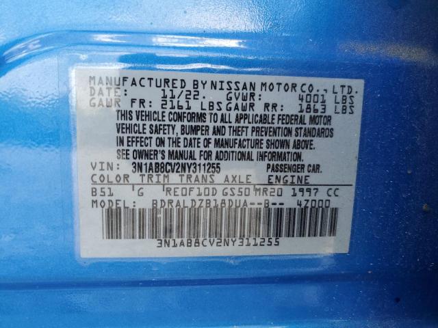 3N1AB8CV2NY311255 Nissan SENTRA SV