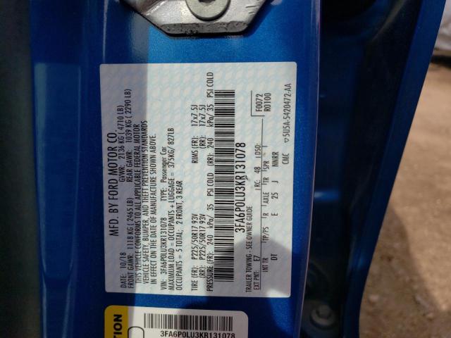 3FA6P0LU3KR131078 Ford FUSION SE