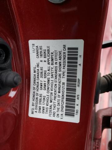 2HGFC2F60KH512138 Honda Civic Lx
