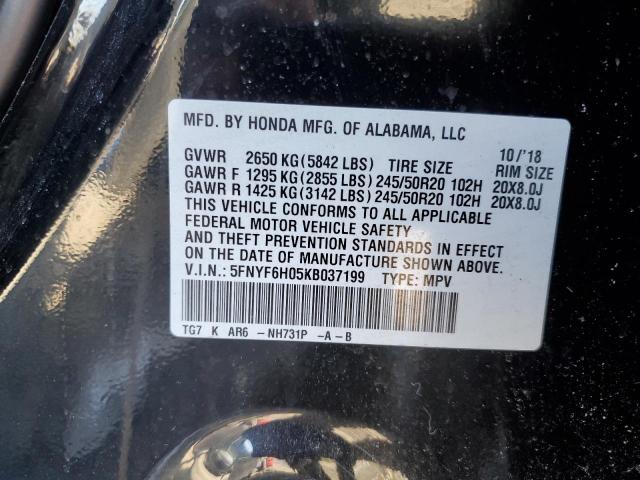 5FNYF6H05KB037199 Honda Pilot Elite