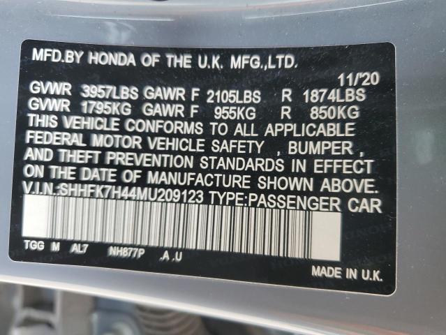 SHHFK7H44MU209123 Honda Civic Sport