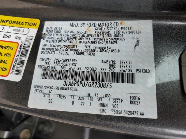 3FA6P0PU7GR230875 Ford Fusion Se Phev