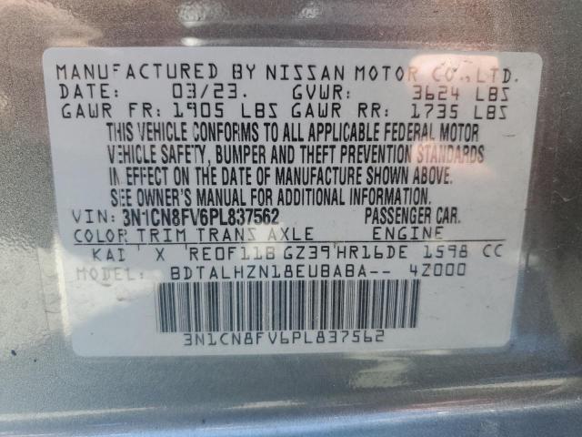 3N1CN8FV6PL837562 Nissan VERSA SR