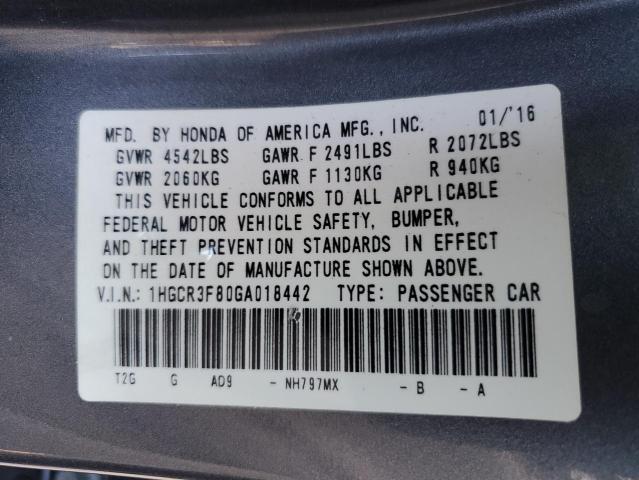 1HGCR3F80GA018442 Honda ACCORD EXL