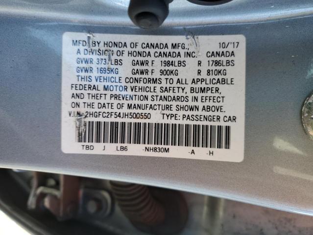 2HGFC2F54JH500550 Honda Civic Lx