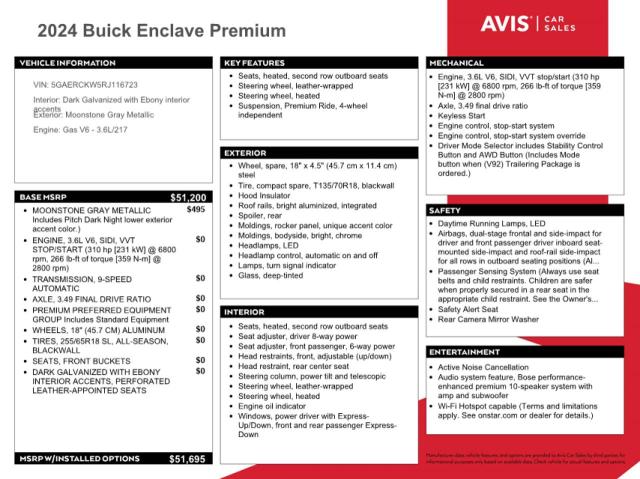 5GAERCKW5RJ116723 Buick Enclave Premium