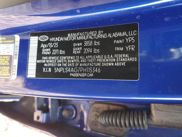 5NPLS4AG7PH115346 Hyundai ELANTRA SEL
