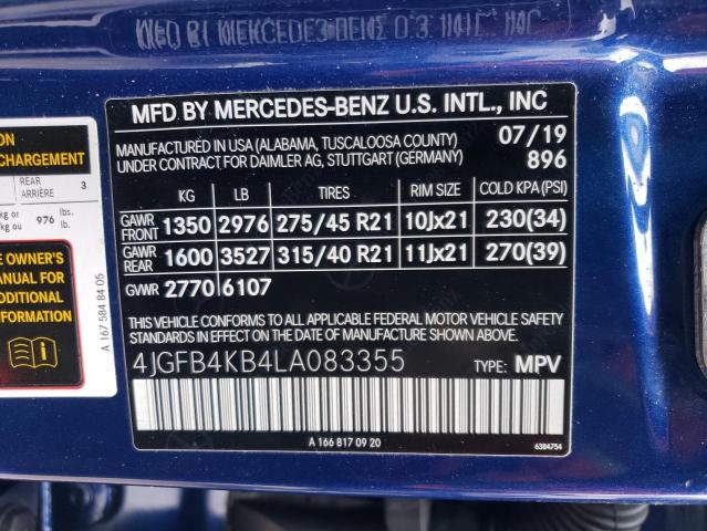 4JGFB4KB4LA083355 Mercedes-Benz Gle 350 4matic