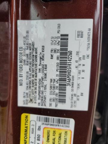 3FA6P0HD5FR142260 Ford FUSION SE
