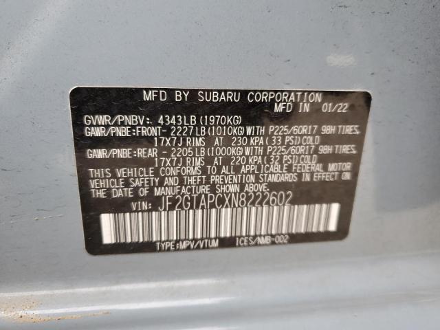 JF2GTAPCXN8222602 Subaru Crosstrek Premium