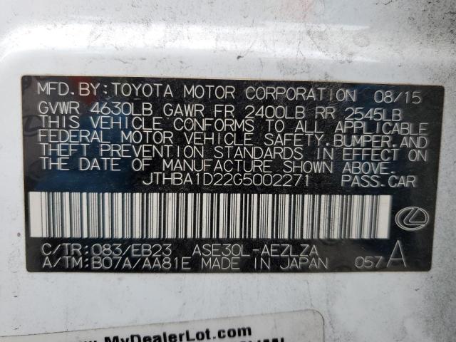 JTHBA1D22G5002271 Lexus IS 200T