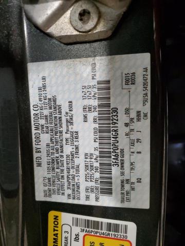3FA6P0PU4GR192330 Ford Fusion Se Phev