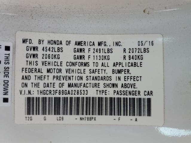 1HGCR3F89GA028533 Honda ACCORD EXL