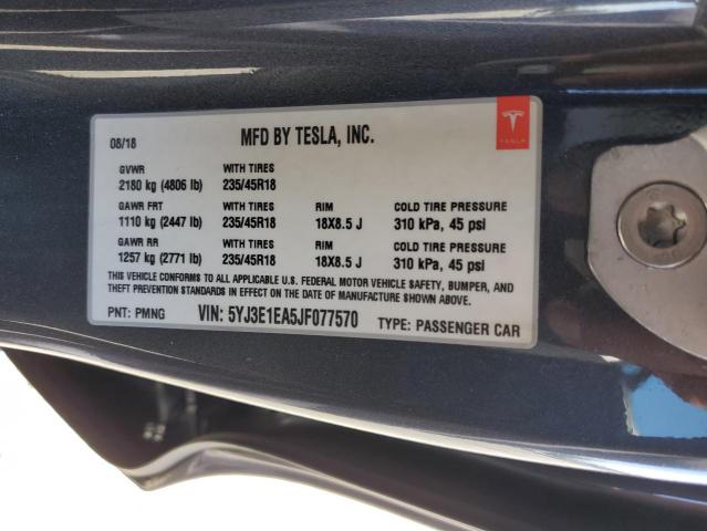 5YJ3E1EA5JF077570 Tesla MODEL 3
