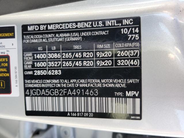 4JGDA5GB2FA491463 Mercedes-Benz Ml 400 4matic