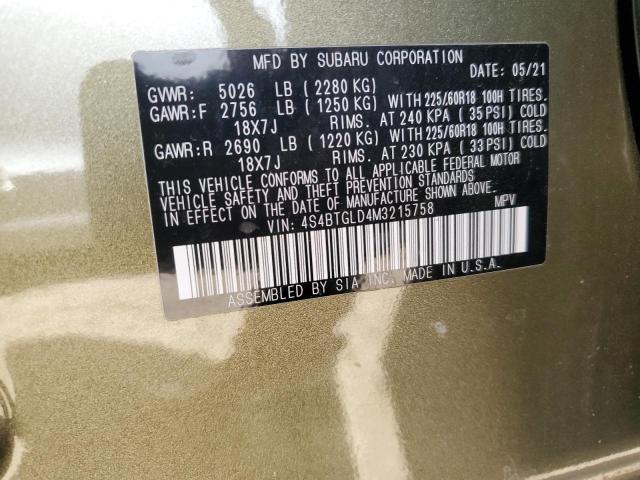 4S4BTGLD4M3215758 Subaru Outback Onyx Edition Xt