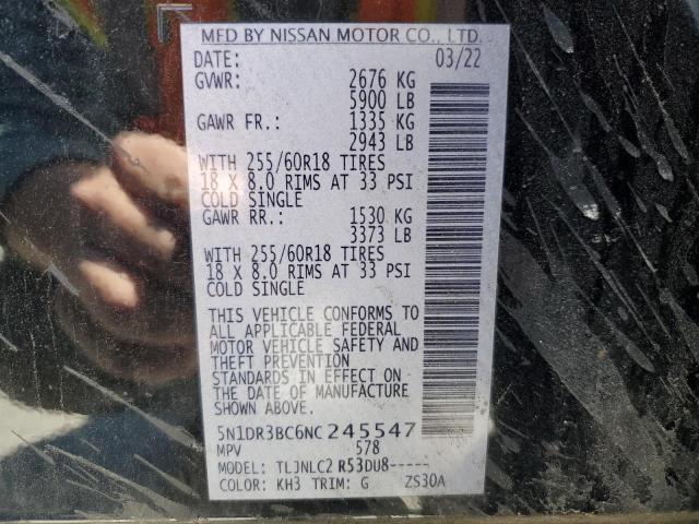 5N1DR3BC6NC245547 Nissan Pathfinder Sv