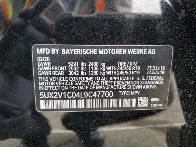 5UX2V1C04L9C47700 BMW X4 Xdrive30i
