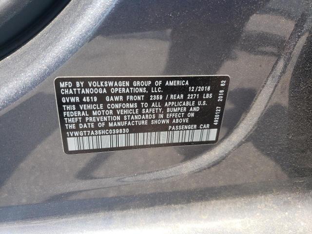 1VWGT7A35HC039830 Volkswagen PASSAT SE