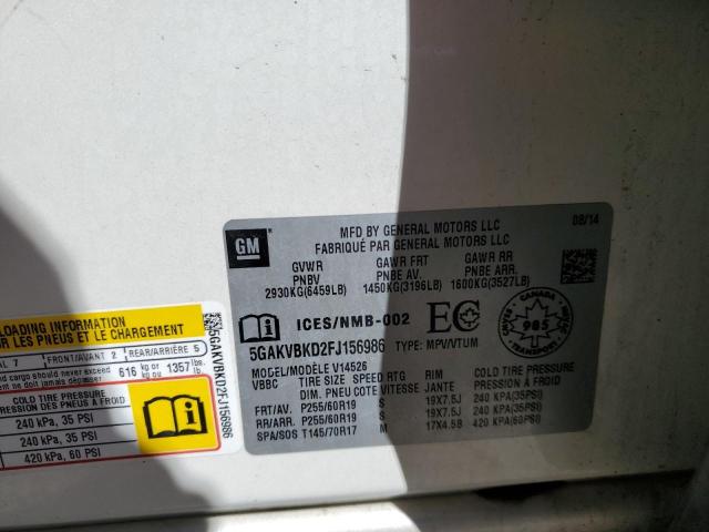 5GAKVBKD2FJ156986 Buick Enclave
