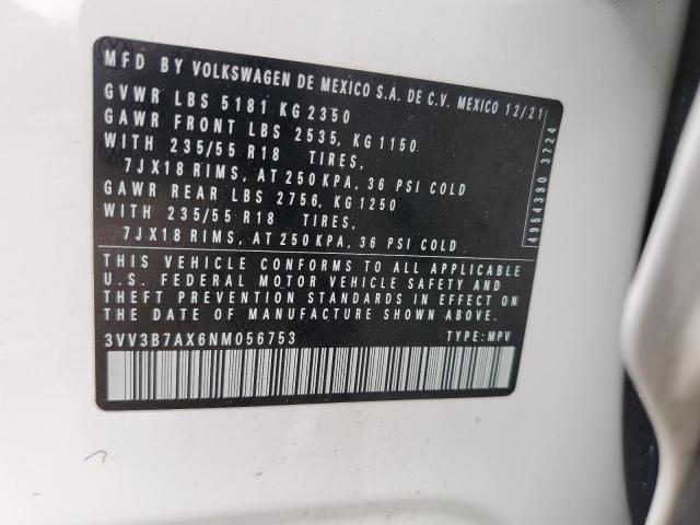 3VV3B7AX6NM056753 Volkswagen TIGUAN SE