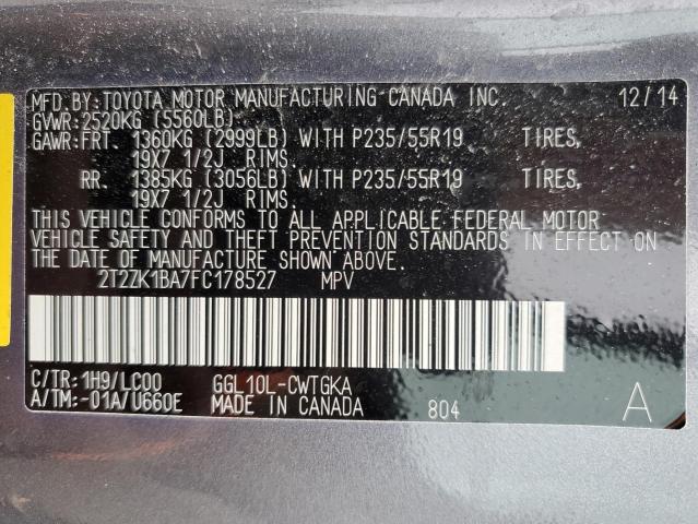 2T2ZK1BA7FC178527 Lexus RX 350