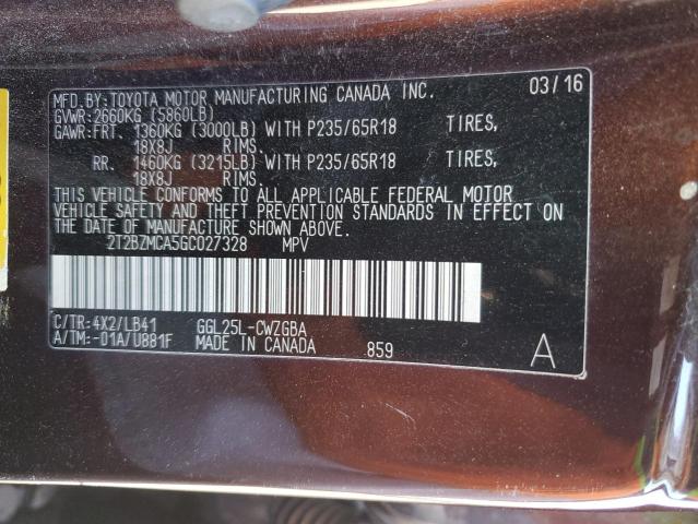 2T2BZMCA5GC027328 Lexus Rx 350 Base