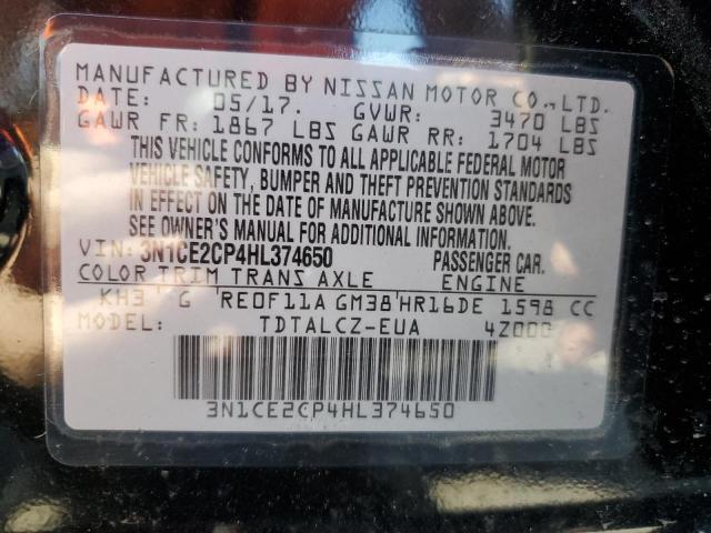 3N1CE2CP4HL374650 Nissan Versa Note S