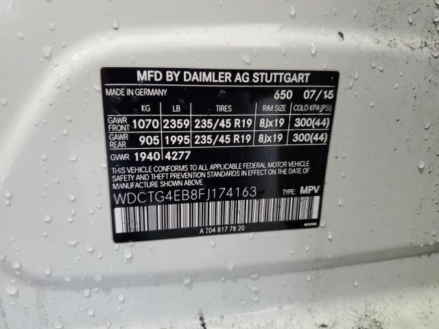WDCTG4EB8FJ174163 Mercedes-Benz GLA 250