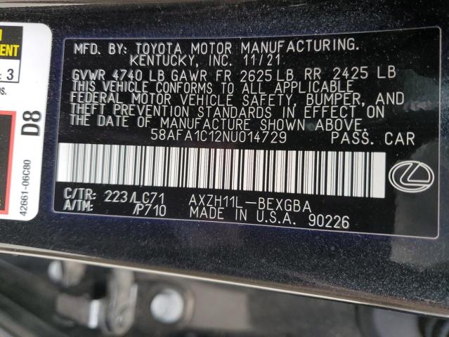 58AFA1C12NU014729 Lexus Es 300h Base