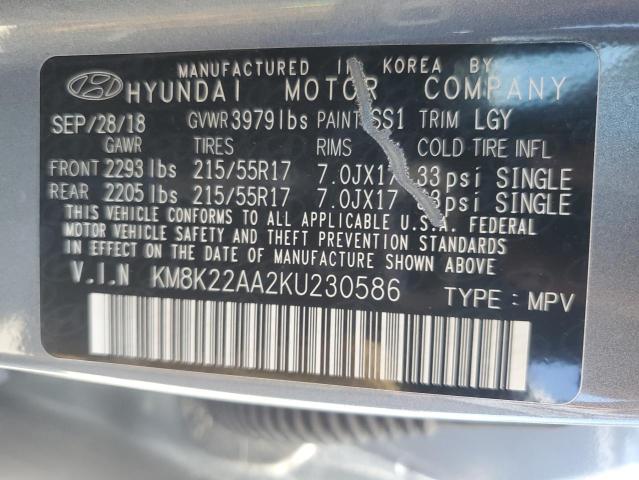 KM8K22AA2KU230586 Hyundai Kona Sel