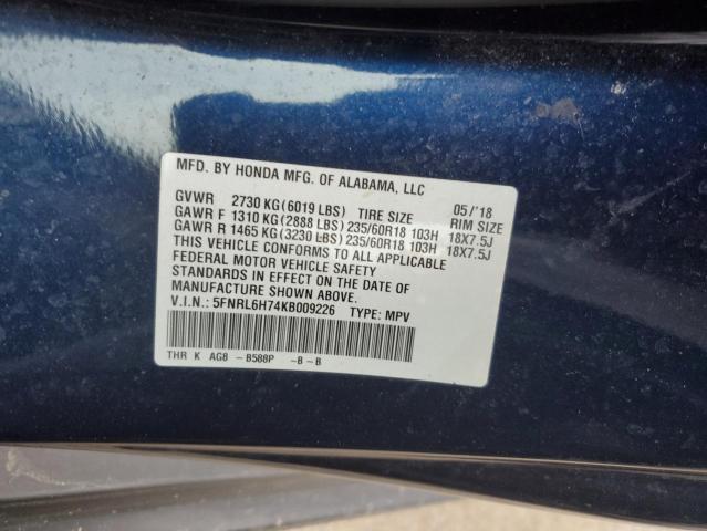 5FNRL6H74KB009226 Honda ODYSSEY EXL