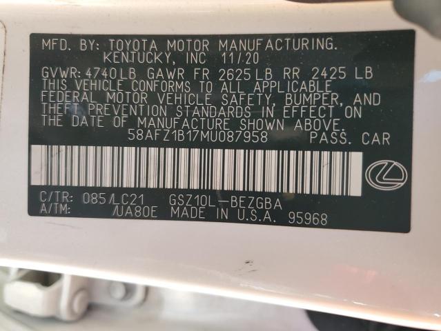 58AFZ1B17MU087958 Lexus Es 350 Base