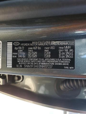 5NMJF3AE0NH117227 Hyundai TUCSON SEL