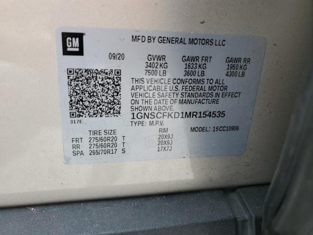 1GNSCFKD1MR154535 Chevrolet Suburban C1500 Premier