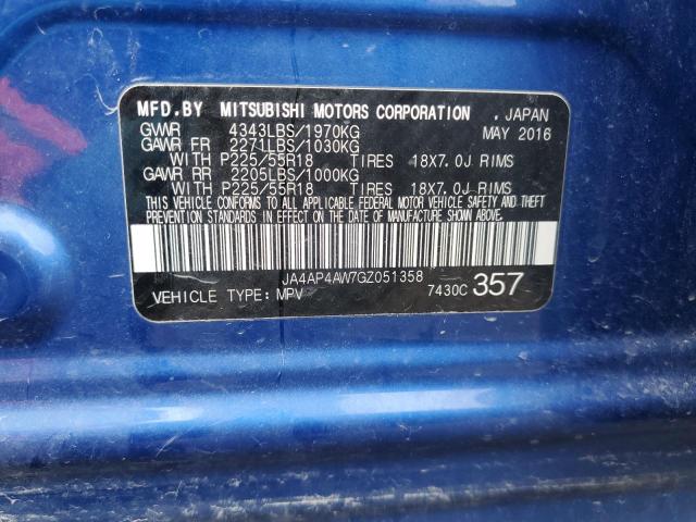 JA4AP4AW7GZ051358 Mitsubishi Outlander Sport Sel