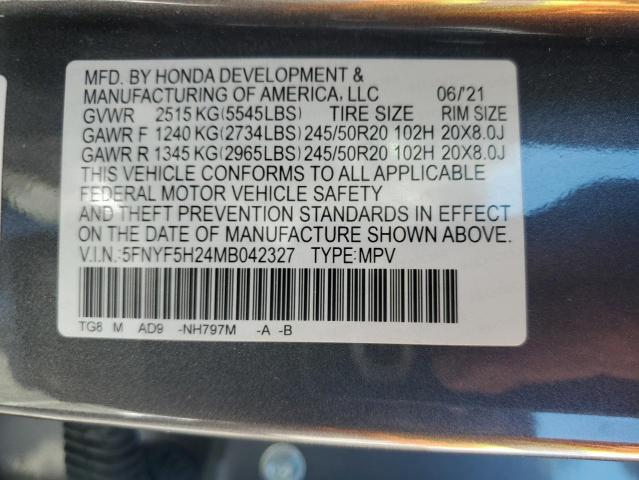 5FNYF5H24MB042327 Honda PILOT SE