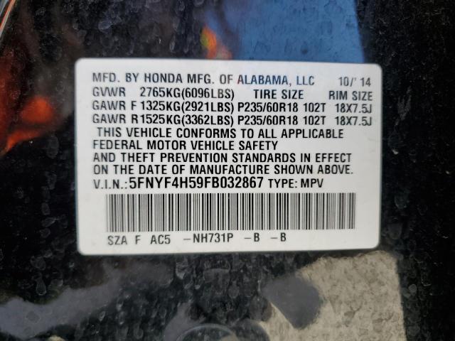 5FNYF4H59FB032867 Honda PILOT EXL