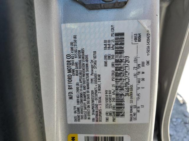 3FA6P0CD7KR237209 Ford FUSION SEL