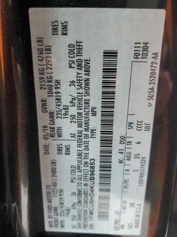 1FMCU9HD4KUB96853 Ford ESCAPE SEL